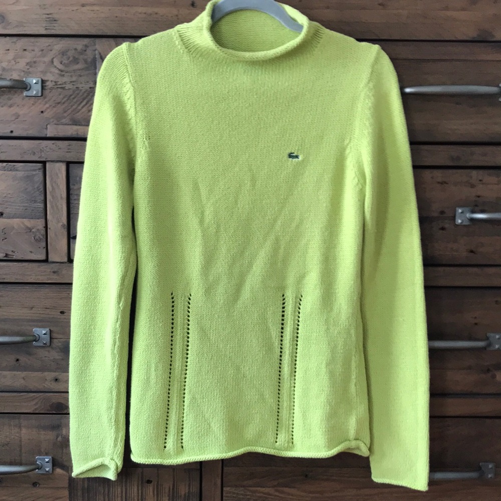 Lacoste Chartreuse Mock Neck Sweater - Picture 2 of 13